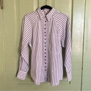 80's Vintage Blue and White Striped Button Down Size Medium